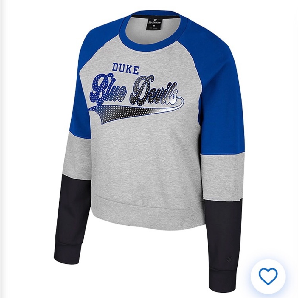 💙💙 Colosseum Duke Blue Devils Rhinestone Scoop Neck Pullover Sweatshirt